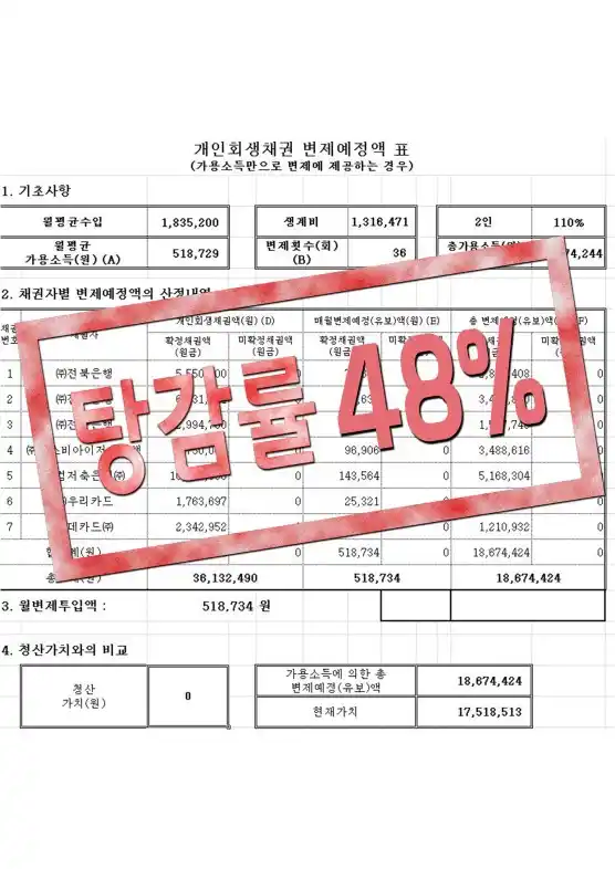 탕감률 48% 성공사례